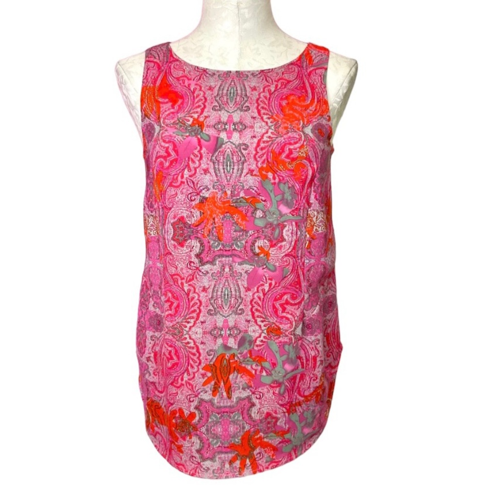 CAbi Pink Jubilee Paisley Tank Top Sleeveless Layered Top Tank Blouse Print